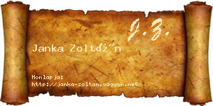Janka Zoltán névjegykártya